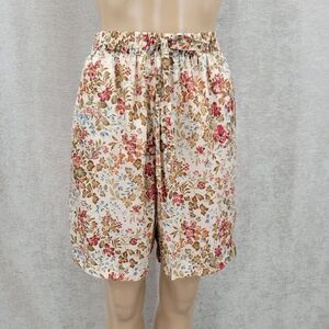 Bogari Silk Vintage Floral Print Shorts Long Boxer Bremuda Lightweight Women's